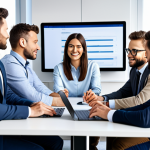 Online Insurance Platform**

"A diverse group of professionals working collaboratively at a modern office. The scene is centered around a large computer screen displaying an intuitive online insurance platform with various policy options.  Everyone is fully clothed in business casual attire, appropriate content, safe for work, professional environment, perfect anatomy, natural pose, well-formed hands, proper finger count, high quality."

**