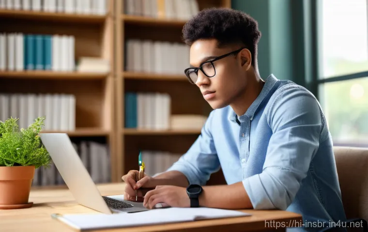 보험중개사 필기시험에서 고득점 전략 - **Prompt 1: Focused Study and Strategic Planning** "A bright, well-lit image of a young adult, a...