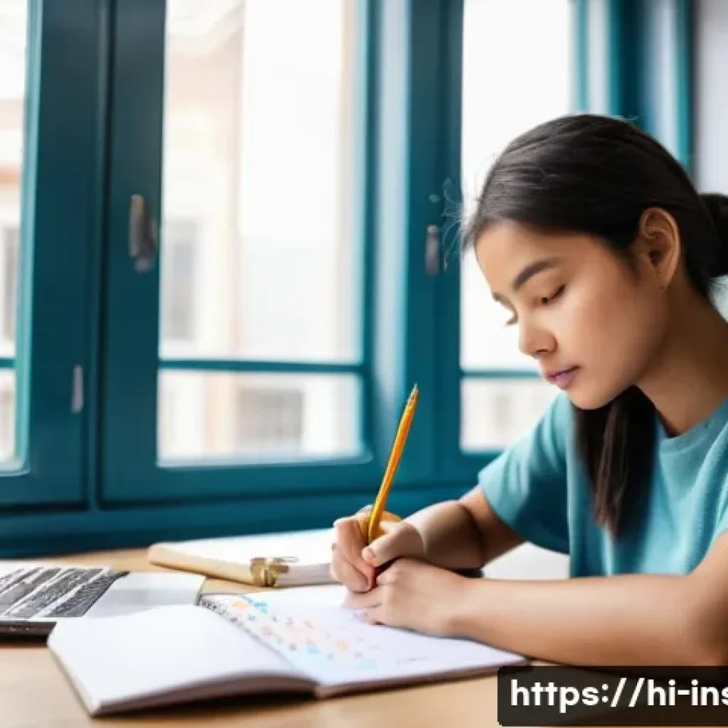 보험중개사 시험 관련 시간 관리 꿀팁 - **Prompt:** "A focused female student, in her mid-20s, is meticulously planning her study schedule. ...