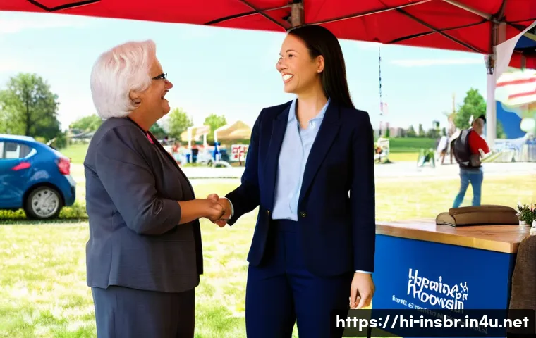 보험중개사 시험 합격 후 경력 시작 팁 - **Prompt 1: Community Engagement and Trust Building** A confident and friendly female insurance ...