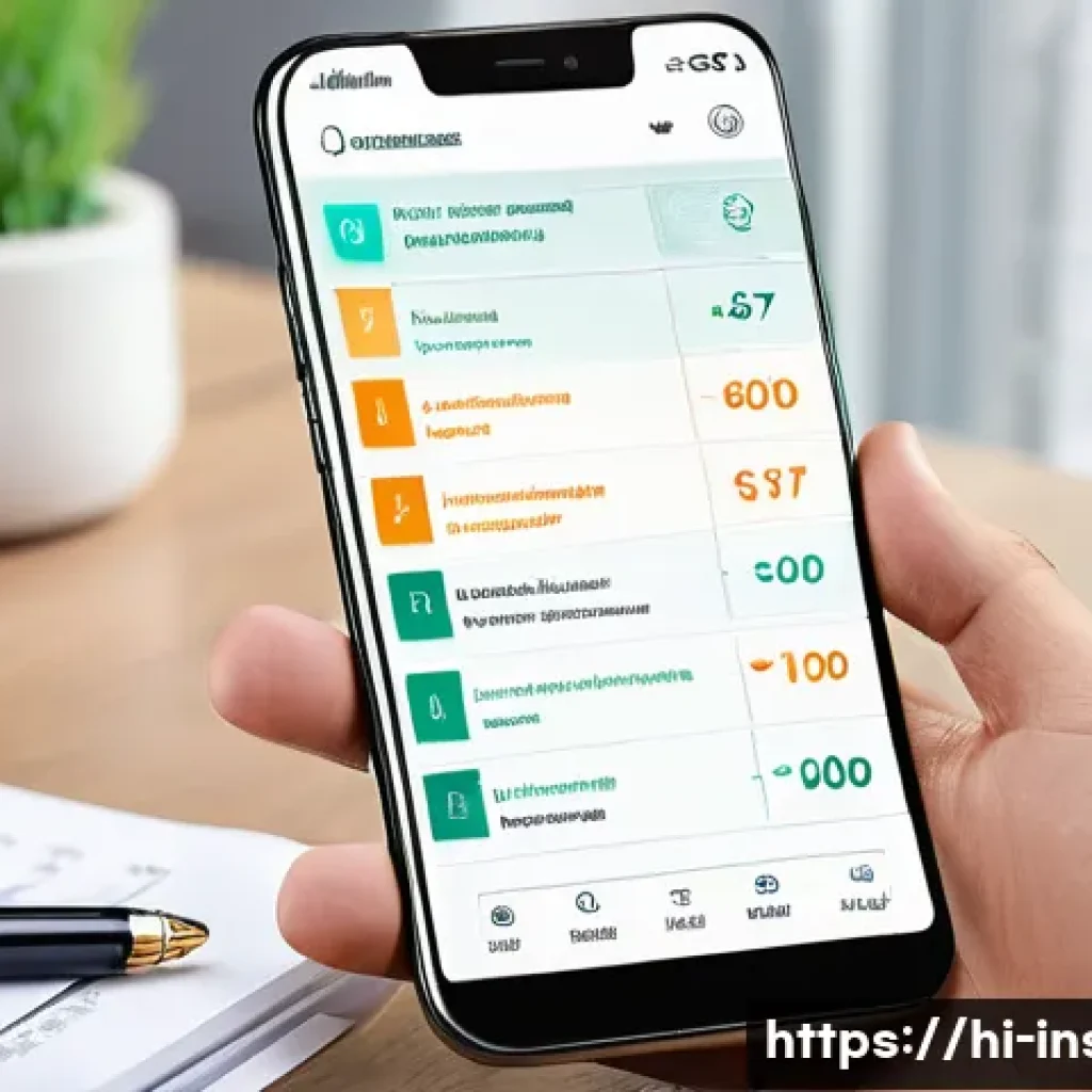 보험중개사와 관련된 최신 보험 상품 연구 및 분석 - A modern digital insurance marketplace interface displayed on a sleek smartphone screen, showing com...
