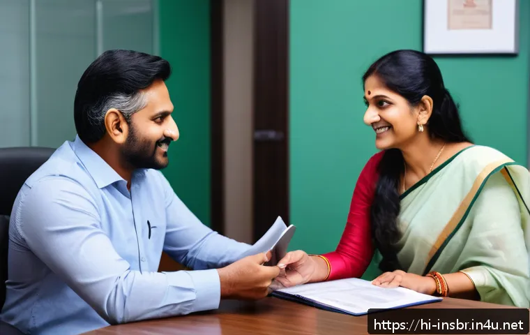 보험중개사와 관련된 자주 묻는 질문 - A professional Hindi-speaking insurance agent in a modern office setting, explaining various insuran...