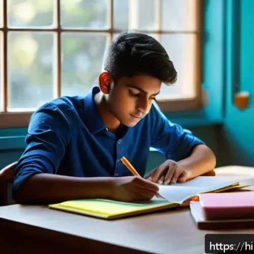 Home 31 보험중개사 시험 합격률 높이는 방법 - A focused Indian student sitting at a study desk early morning, surrounded by colorful notebooks and...