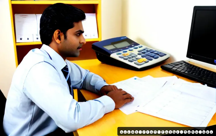 보험중개사 실기시험에서 자주 묻는 질문 - Photorealistic Indian insurance trainee preparing for a practical broker examination, seated at a ne...