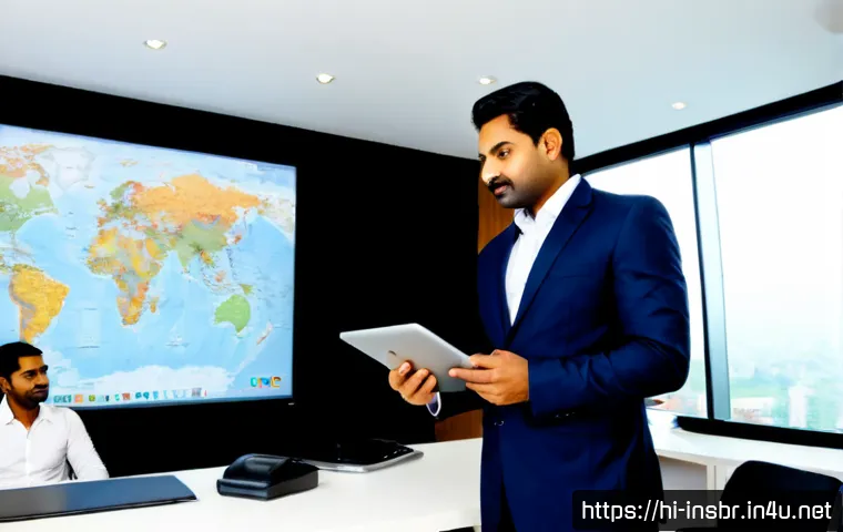 Home 17 보험중개사와 글로벌 업무 트렌드 - Photorealistic modern insurance broker in Mumbai, a confident Indian professional in smart business ...